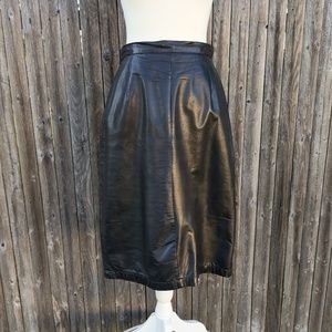 Morgan Taylor Vintage Black Leather Skirt Size 10